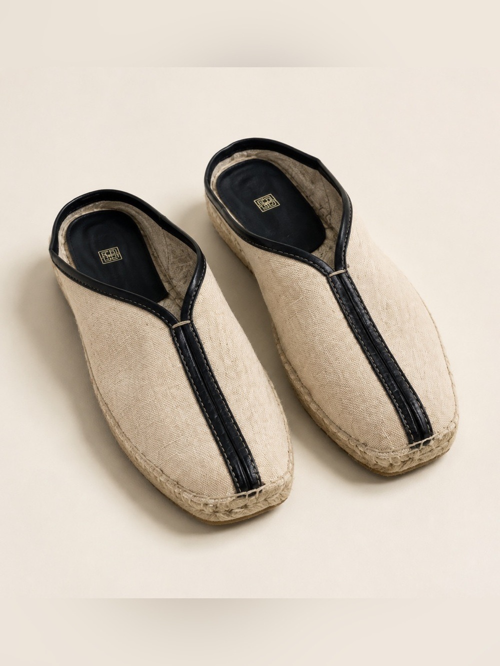 TOTEME Leather-Trimmed Canvas Espadrille Mules Size 35 - Picture 1 of 5